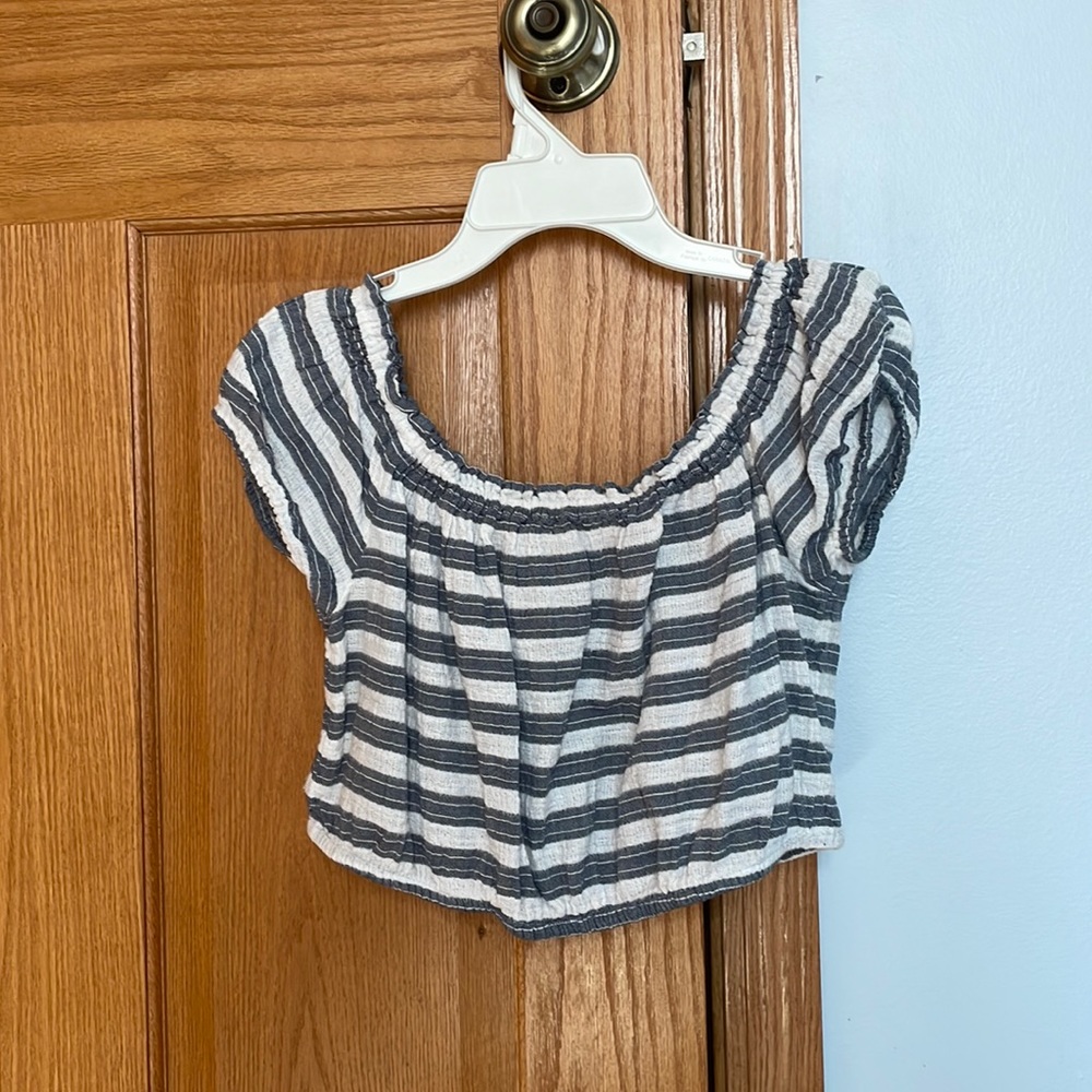 Blue and white crop top